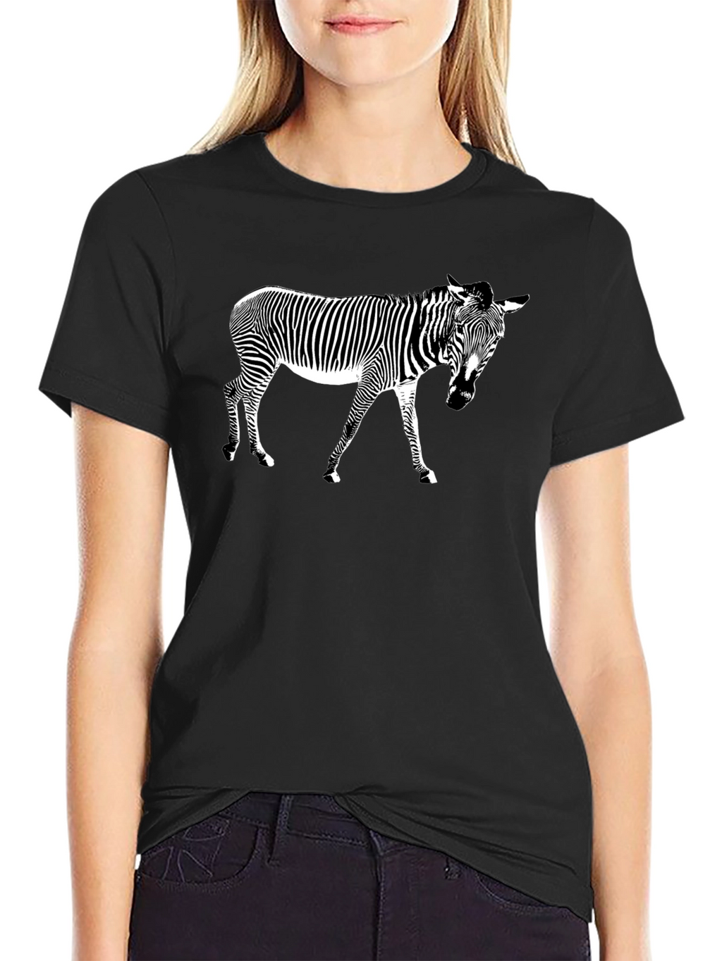 Cool Zebra Graphic Black T-Shirt