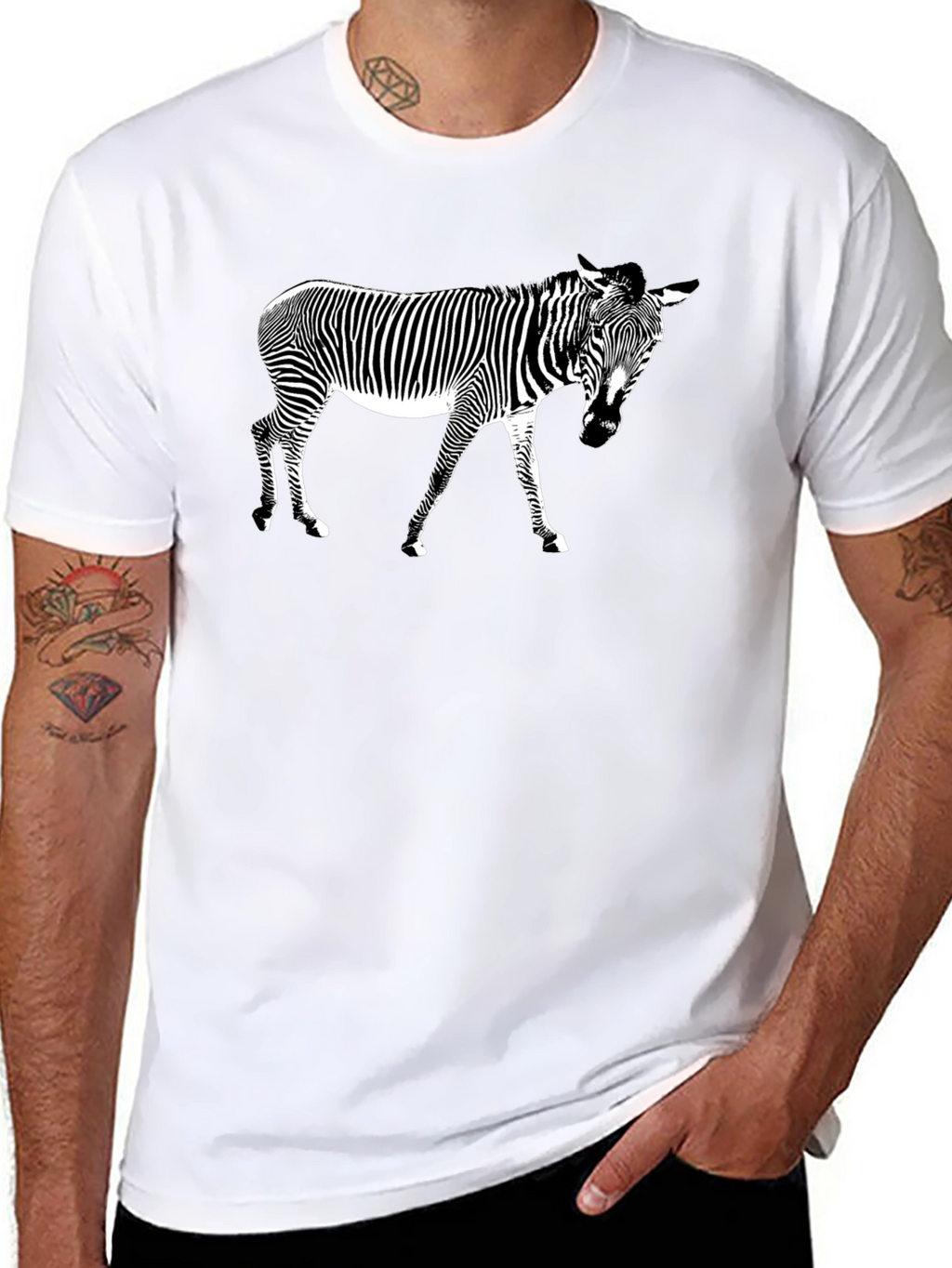 Cool Zebra Graphic Black T-Shirt