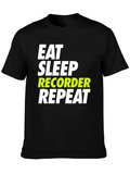 Eat Sleep Recorder Repeat Graphic Tee