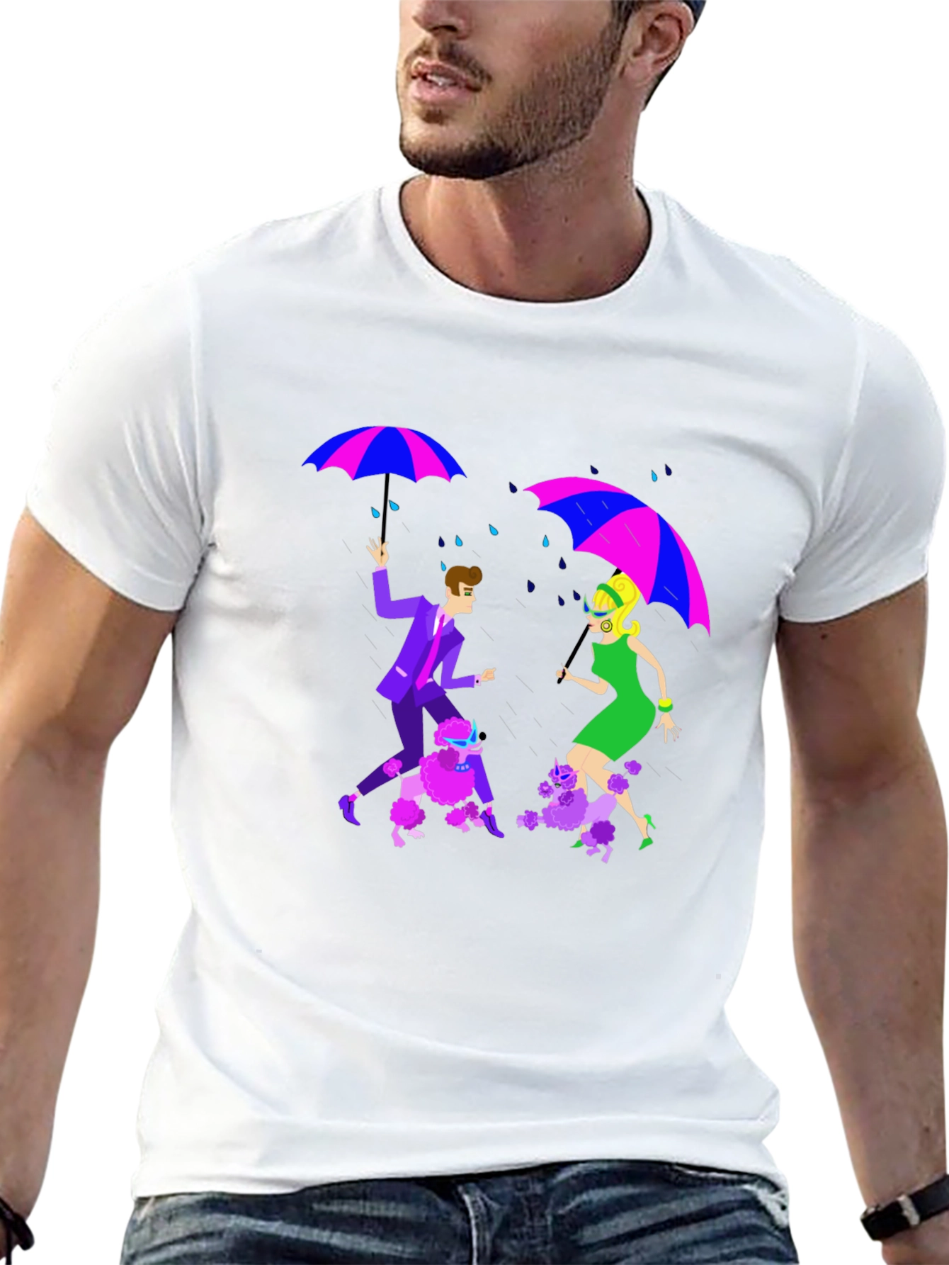 Retro Rain Poodle T-Shirt - Groovy Style