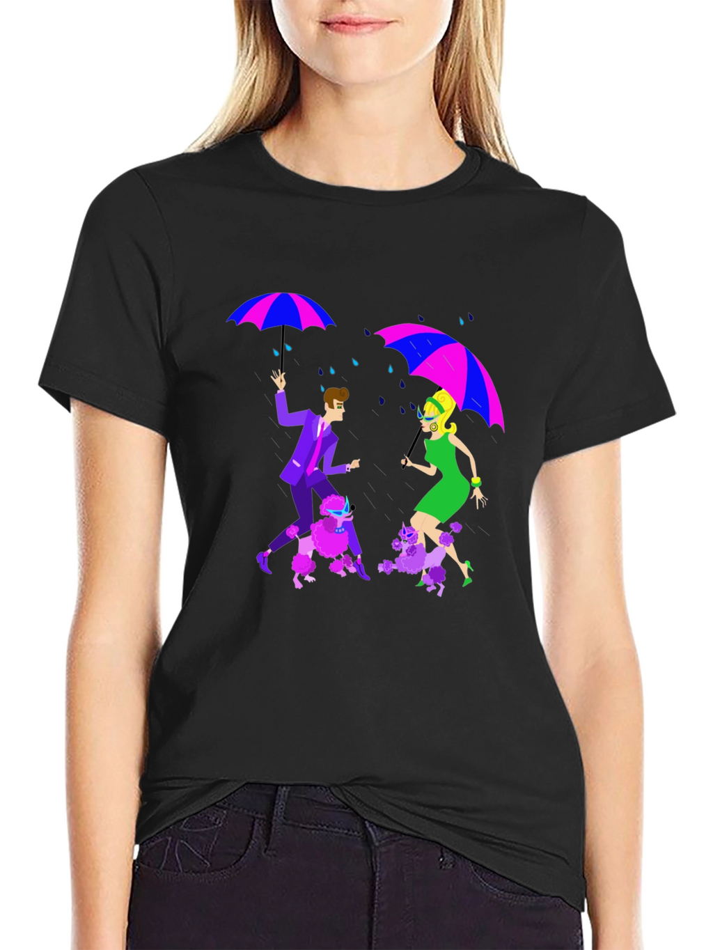 Retro Rain Poodle T-Shirt - Groovy Style