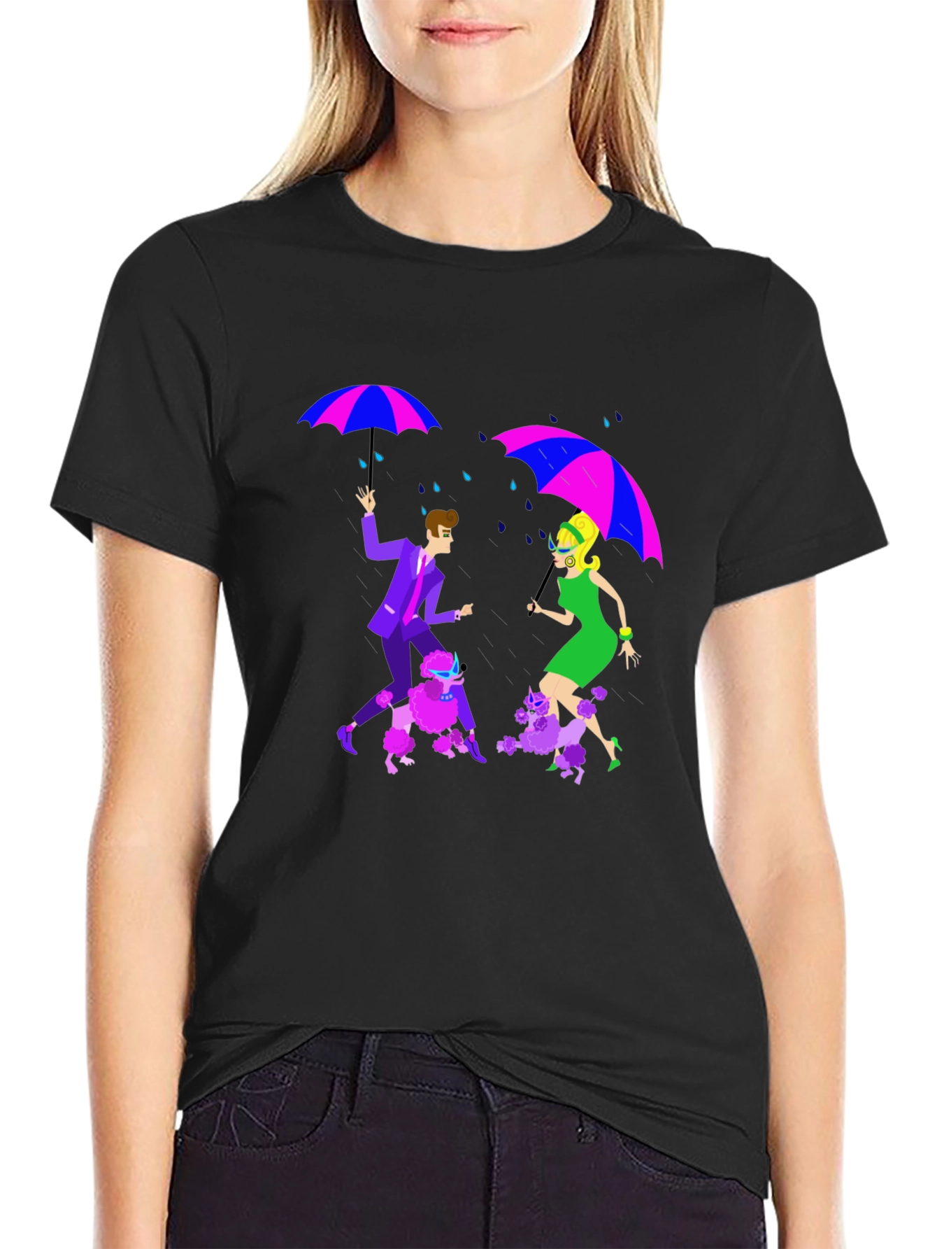 Retro Rain Poodle T-Shirt - Groovy Style
