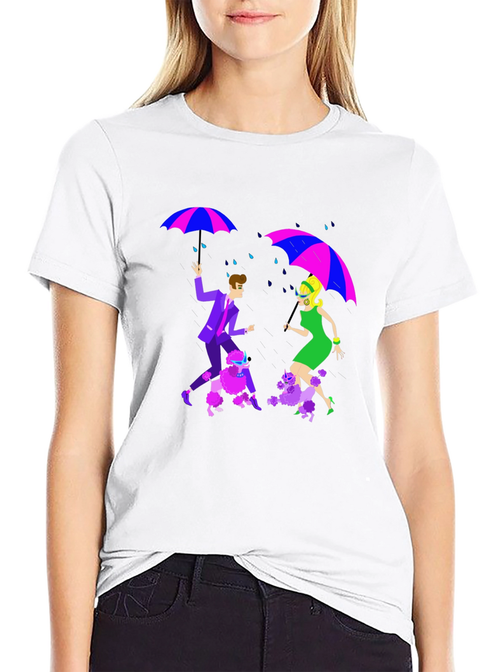 Retro Rain Poodle T-Shirt - Groovy Style