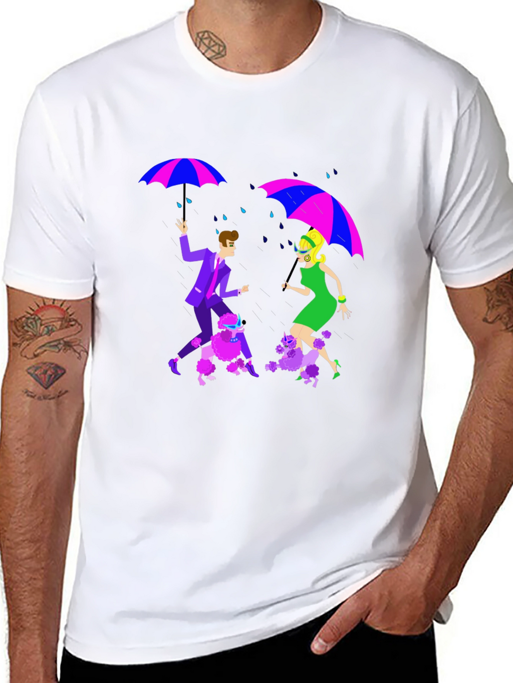 Retro Rain Poodle T-Shirt - Groovy Style