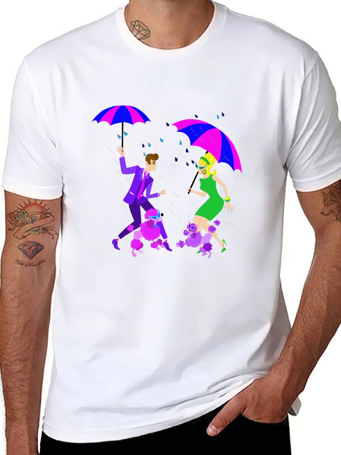 Retro Rain Poodle T-Shirt - Groovy Style