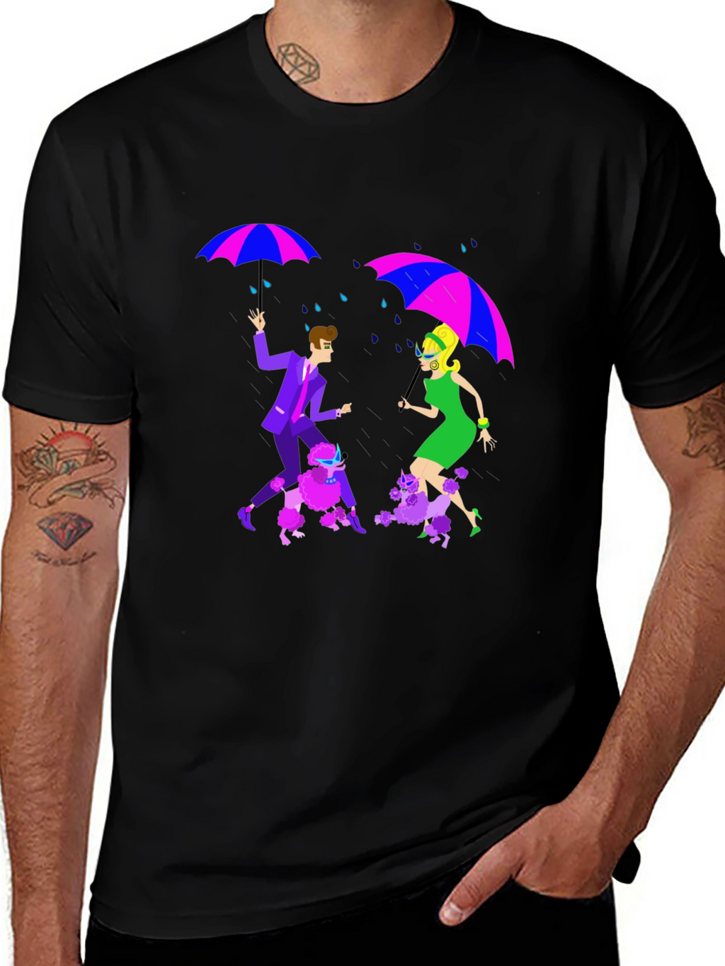 Retro Rain Poodle T-Shirt - Groovy Style