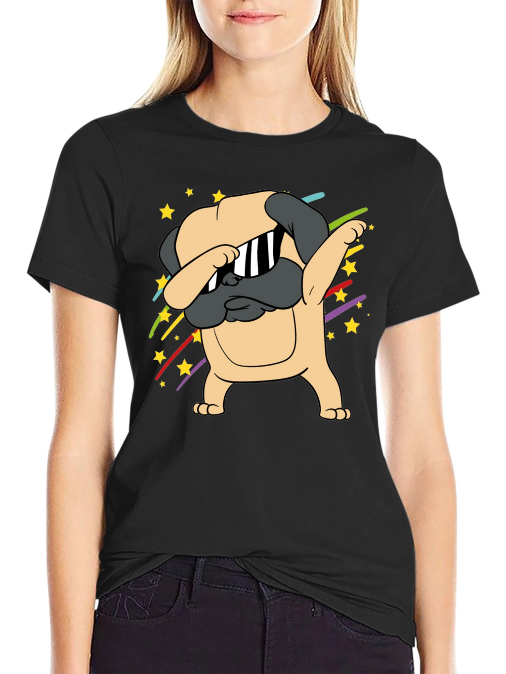 Dabbing Pug Graphic Tee - Trendy Dog Lover Shirt