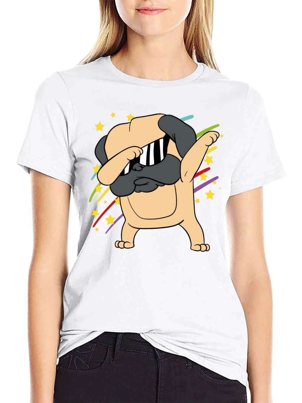 Dabbing Pug Graphic Tee - Trendy Dog Lover Shirt