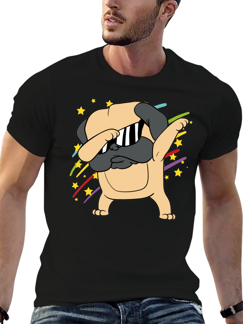 Dabbing Pug Graphic Tee - Trendy Dog Lover Shirt