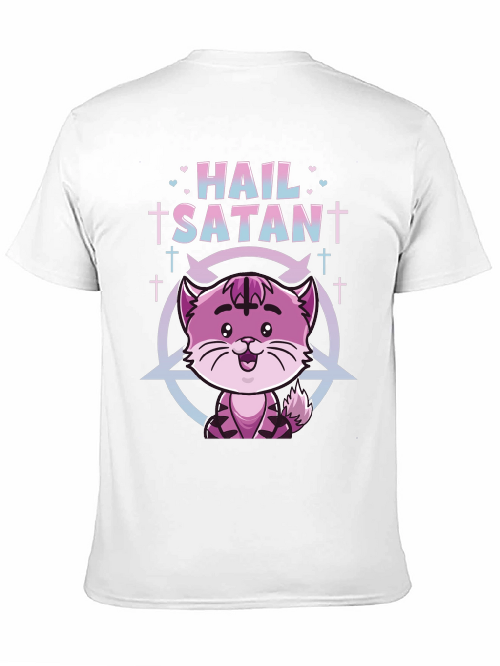 Hail Satan Funny Cat Graphic T-Shirt - Black