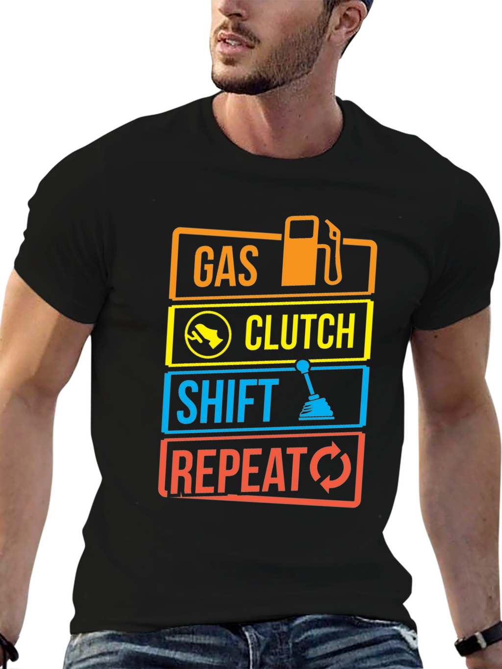 Gas Clutch Shift Repeat Graphic Tee
