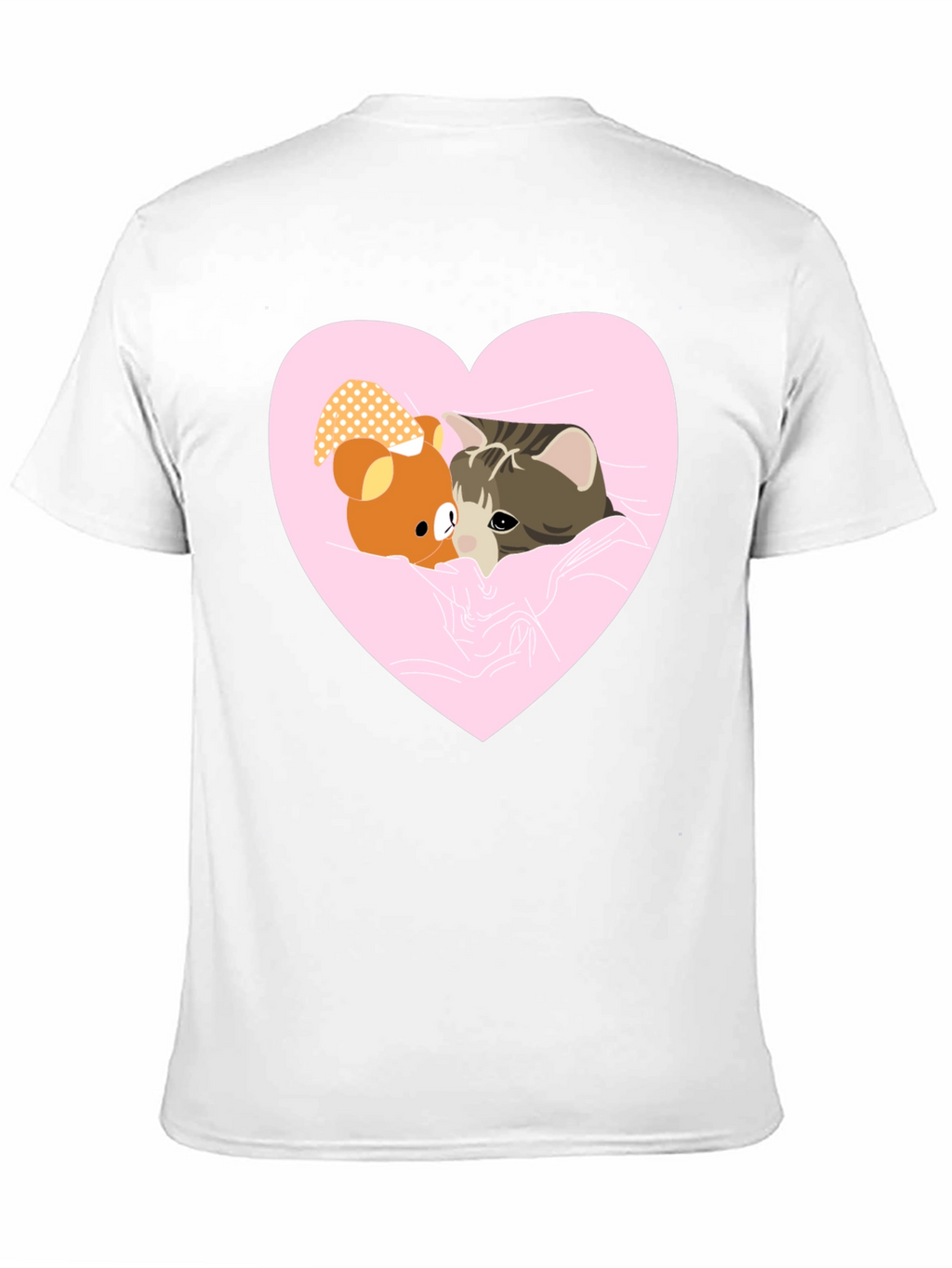 Heart Cat & Bear T-Shirt - Cozy Love