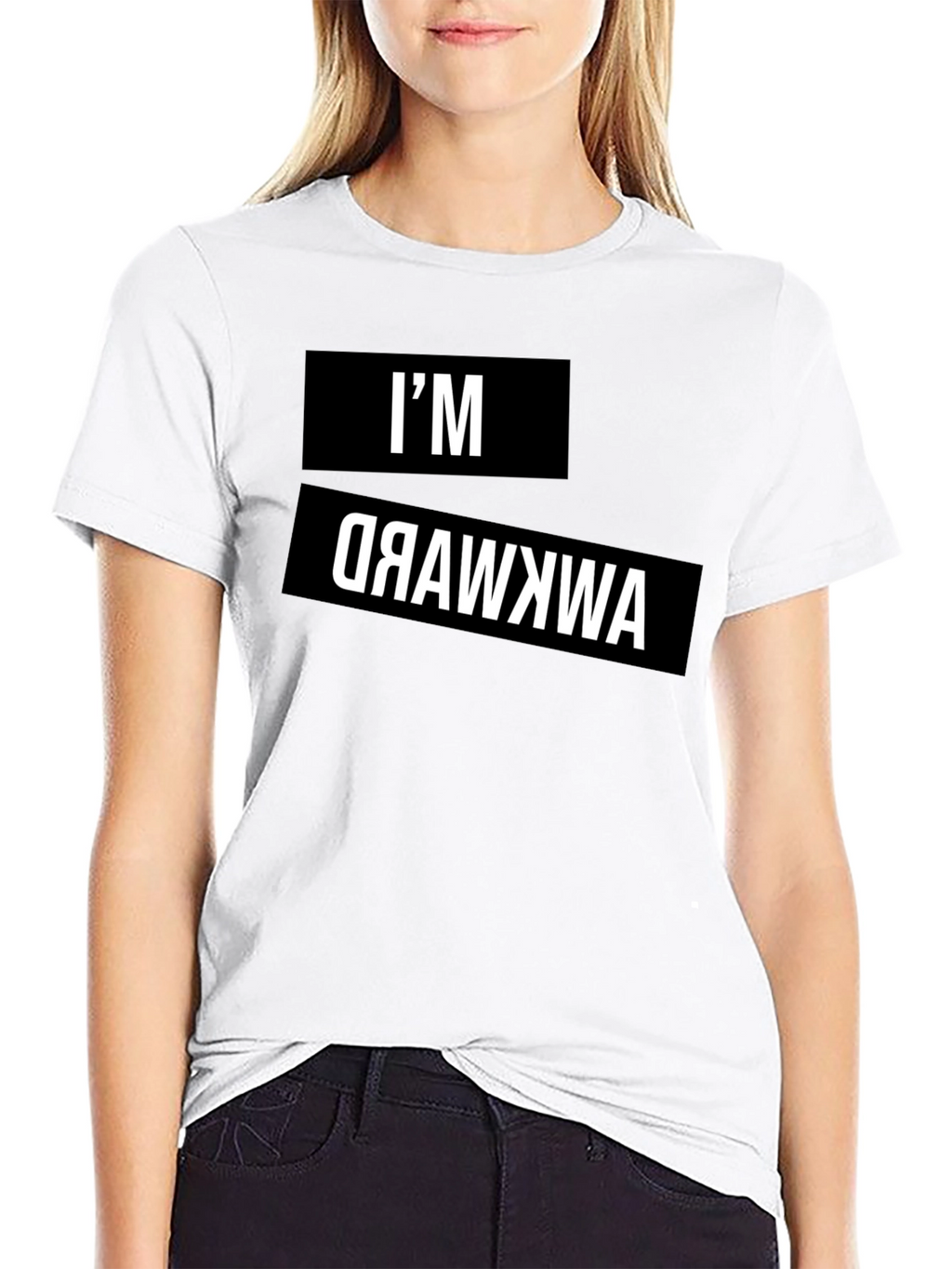 Awkward Reverse Print Graphic Tee - Black