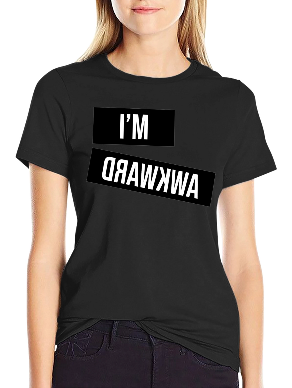 Awkward Reverse Print Graphic Tee - Black