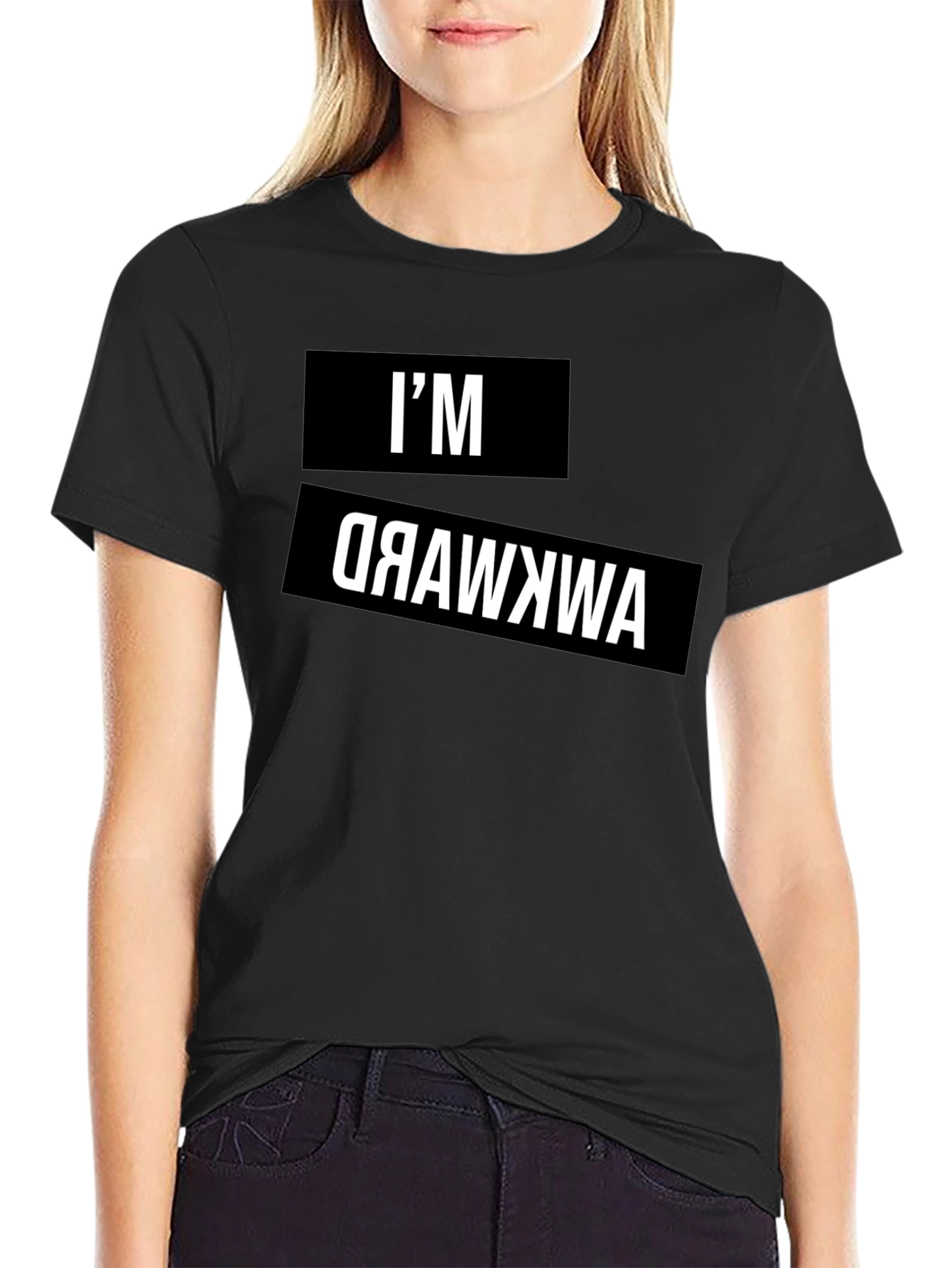 Awkward Reverse Print Graphic Tee - Black