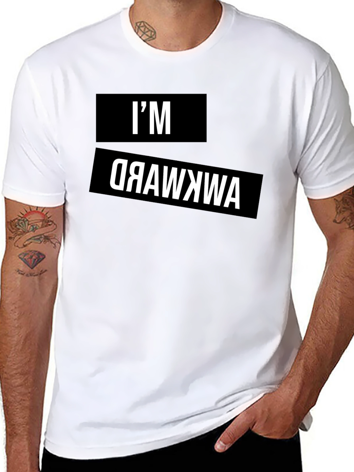 Awkward Reverse Print Graphic Tee - Black
