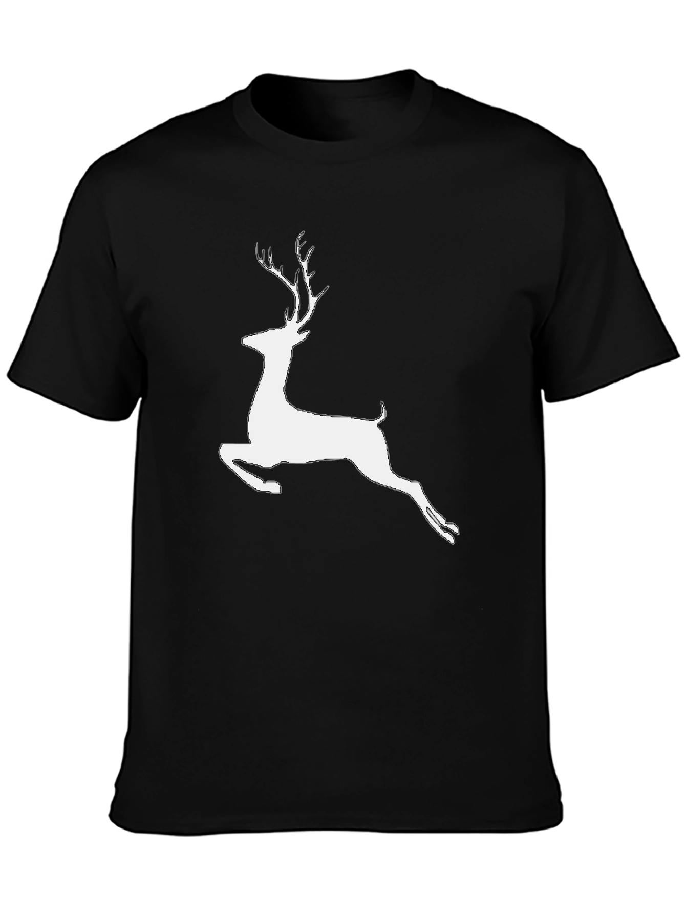 Reindeer Graphic Tee - Black Cotton Casual Shirt