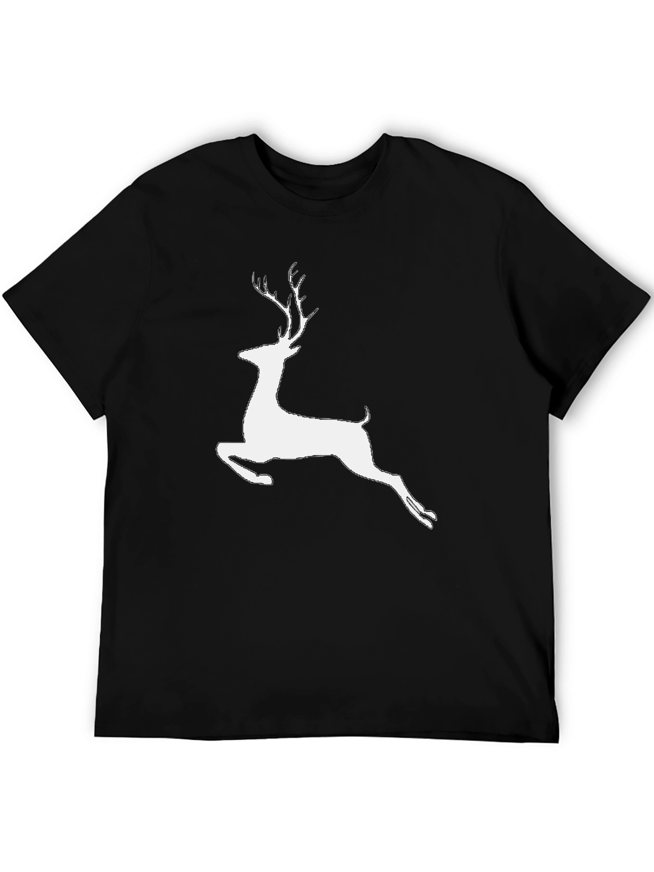 Reindeer Graphic Tee - Black Cotton Casual Shirt