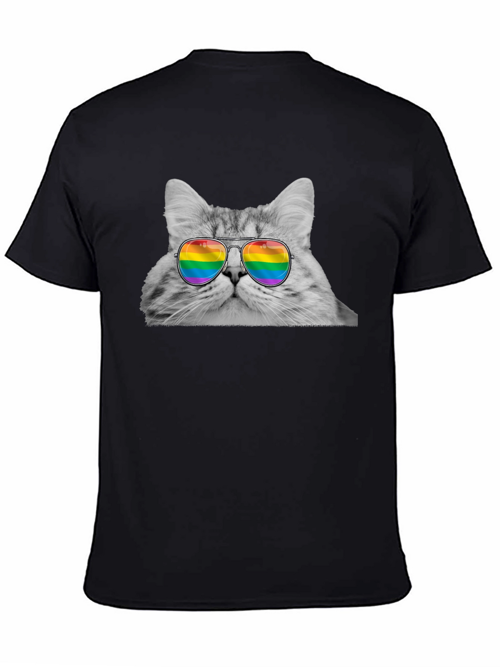 Cat with Rainbow Glasses Graphic T-Shirt