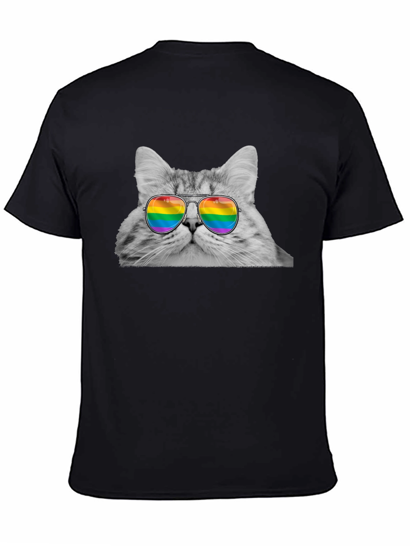 Cat with Rainbow Glasses Graphic T-Shirt