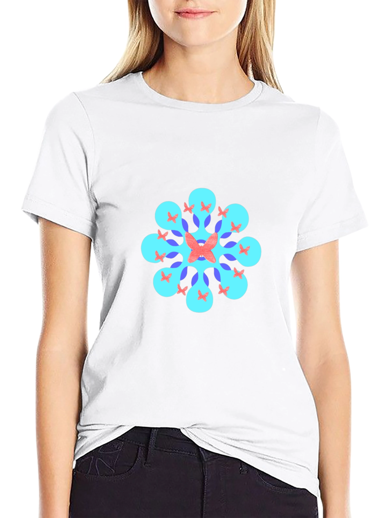 Geometric Butterfly T-Shirt - Black