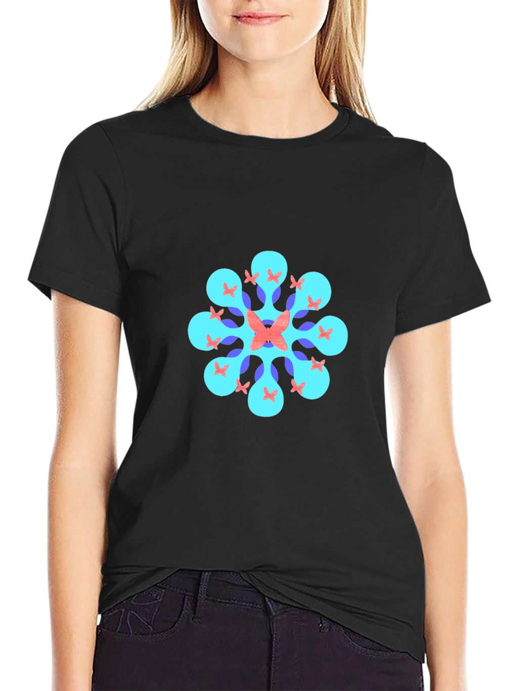 Geometric Butterfly T-Shirt - Black