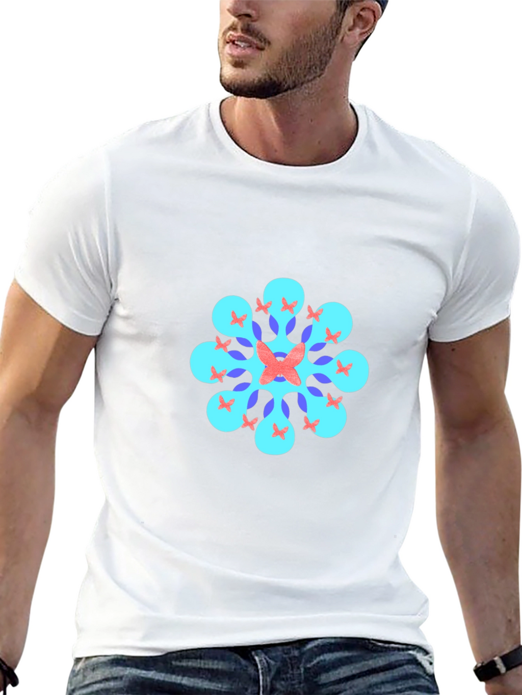 Geometric Butterfly T-Shirt - Black