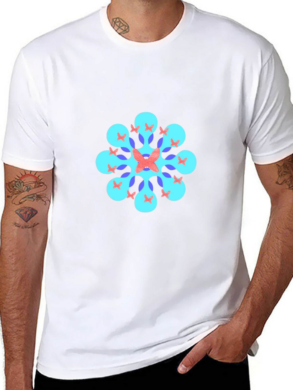 Geometric Butterfly T-Shirt - Black
