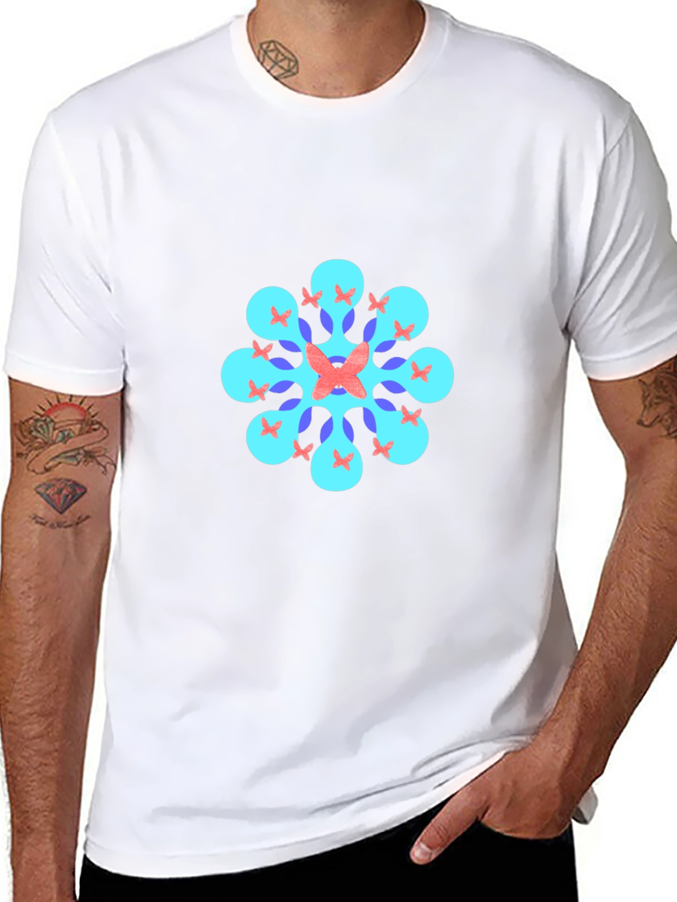 Geometric Butterfly T-Shirt - Black