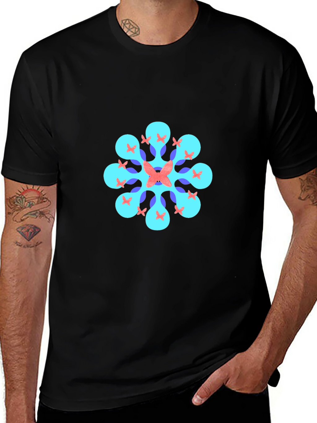 Geometric Butterfly T-Shirt - Black