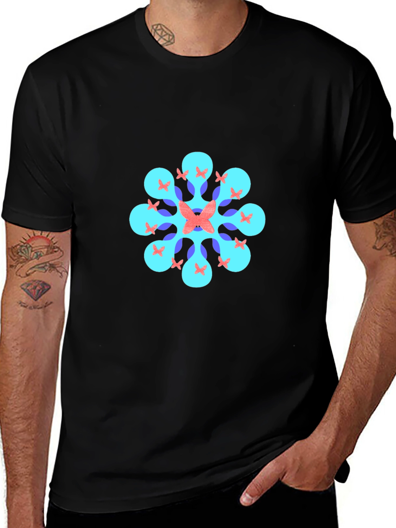 Geometric Butterfly T-Shirt - Black