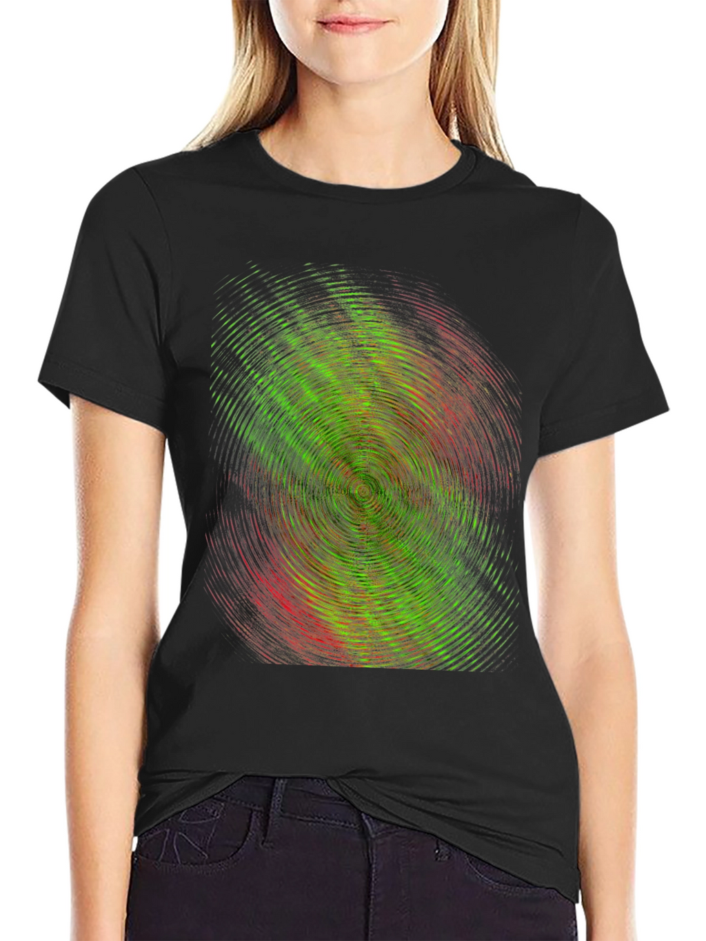 Vortex Graphic Black T-Shirt - Modern Abstract Design