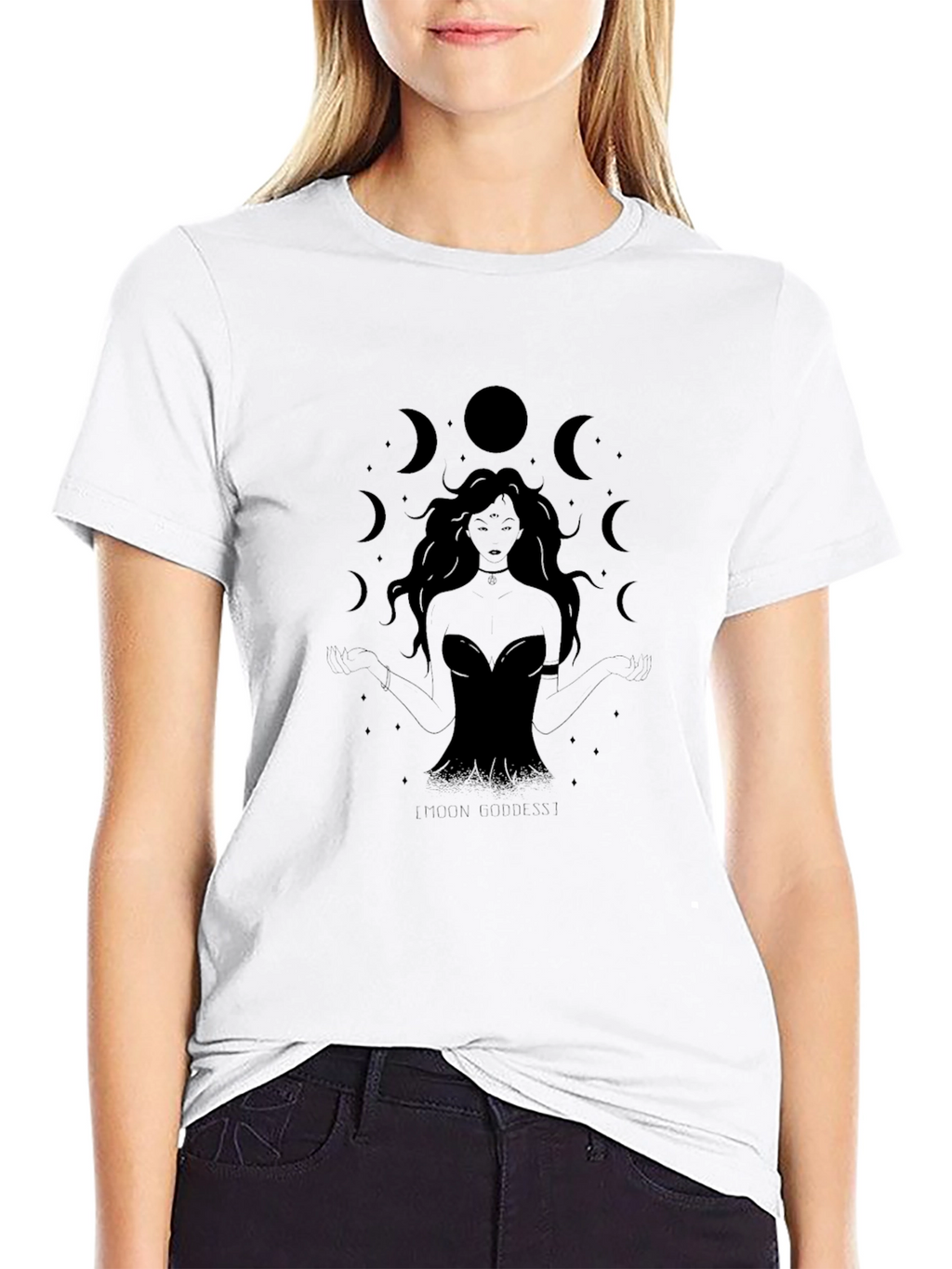 Mystic Moon Goddess Black T-Shirt