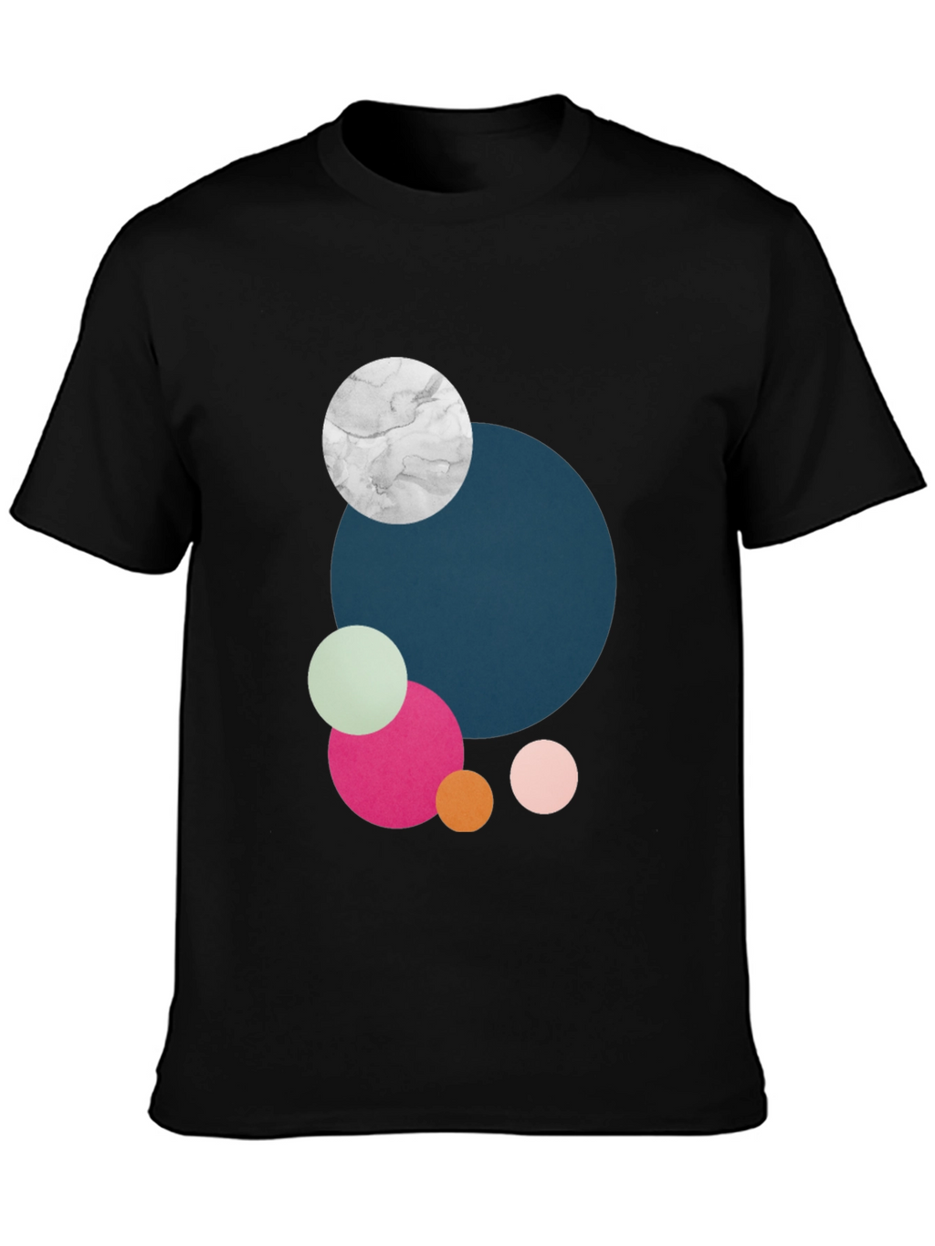 Modern Abstract Circles Graphic Tee - Black