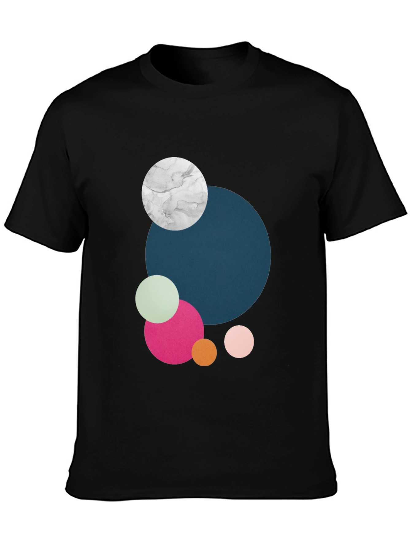 Modern Abstract Circles Graphic Tee - Black