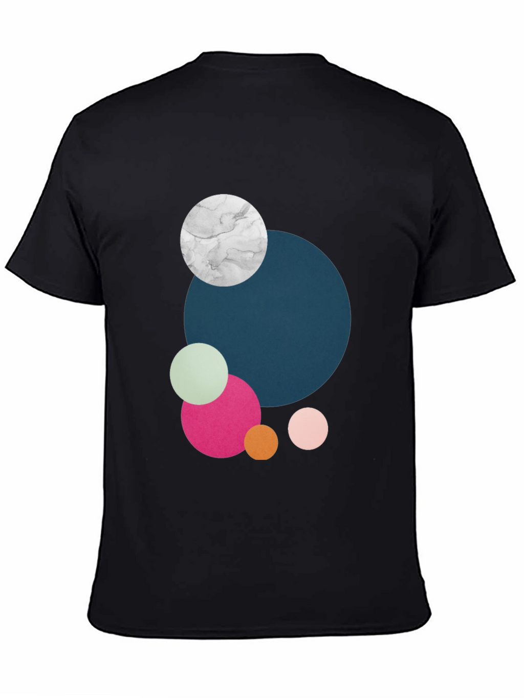 Modern Abstract Circles Graphic Tee - Black