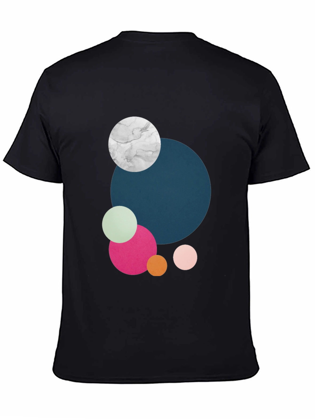 Modern Abstract Circles Graphic Tee - Black
