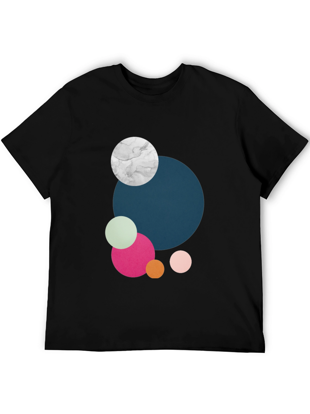 Modern Abstract Circles Graphic Tee - Black