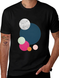 Modern Abstract Circles Graphic Tee - Black