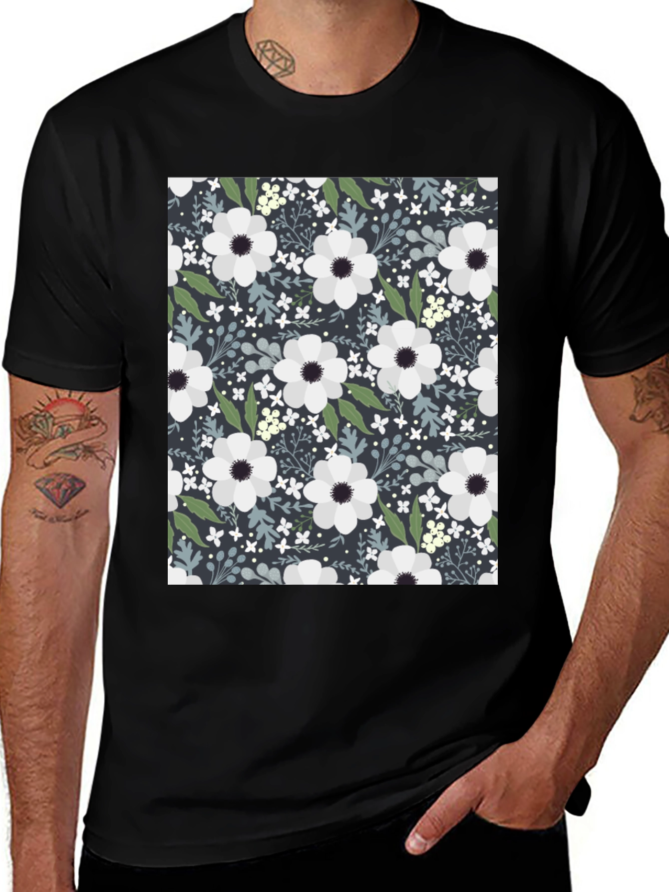 Floral Print Crew Neck T-Shirt - Casual & Stylish