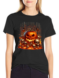 Halloween Pumpkin and Skull Graphic Tee