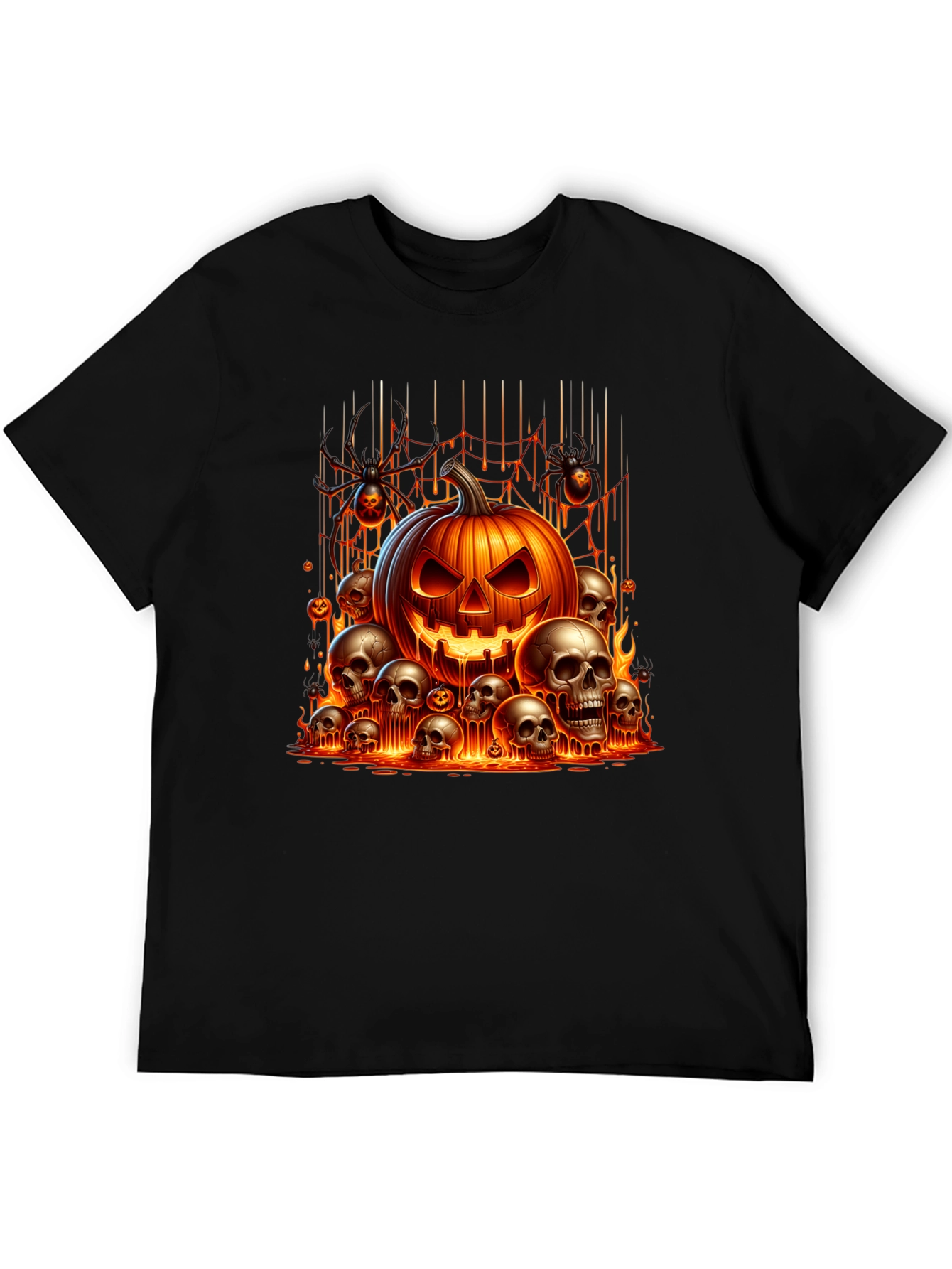 Halloween Pumpkin and Skull Graphic Tee