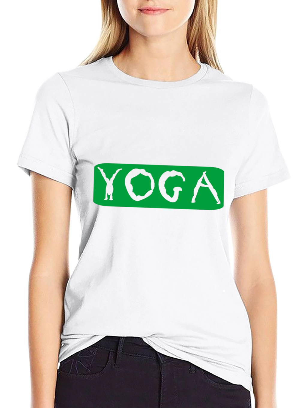 Yoga Pose Graphic Tee - Black Cotton Blend