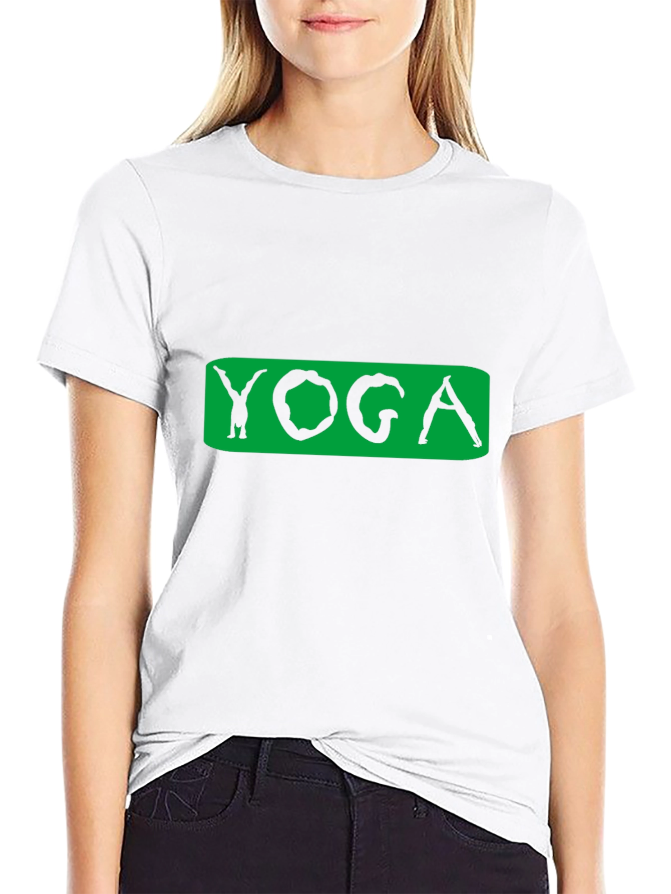 Yoga Pose Graphic Tee - Black Cotton Blend