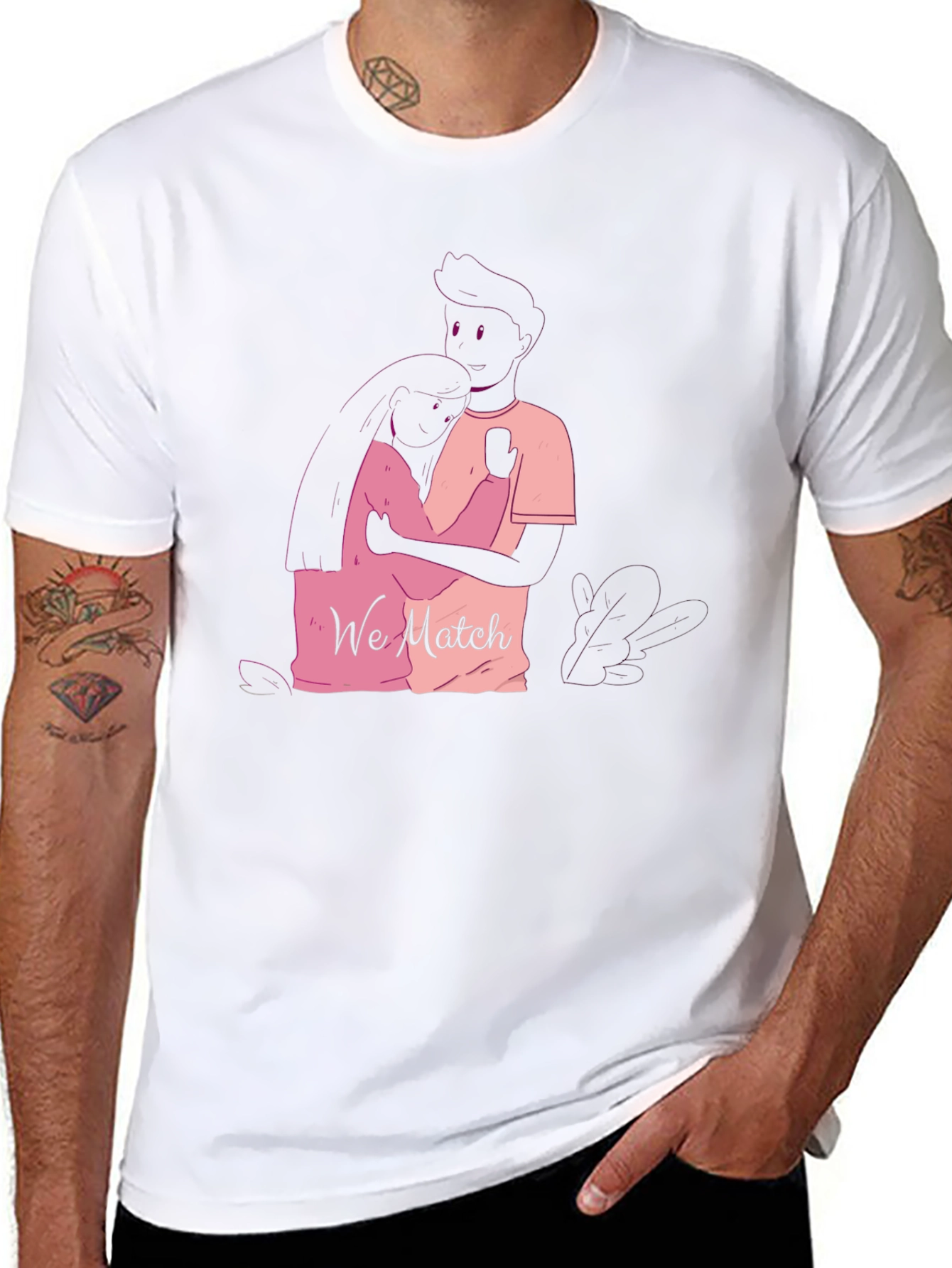 Matching Couple Graphic Tee - We Match Black T-Shirt