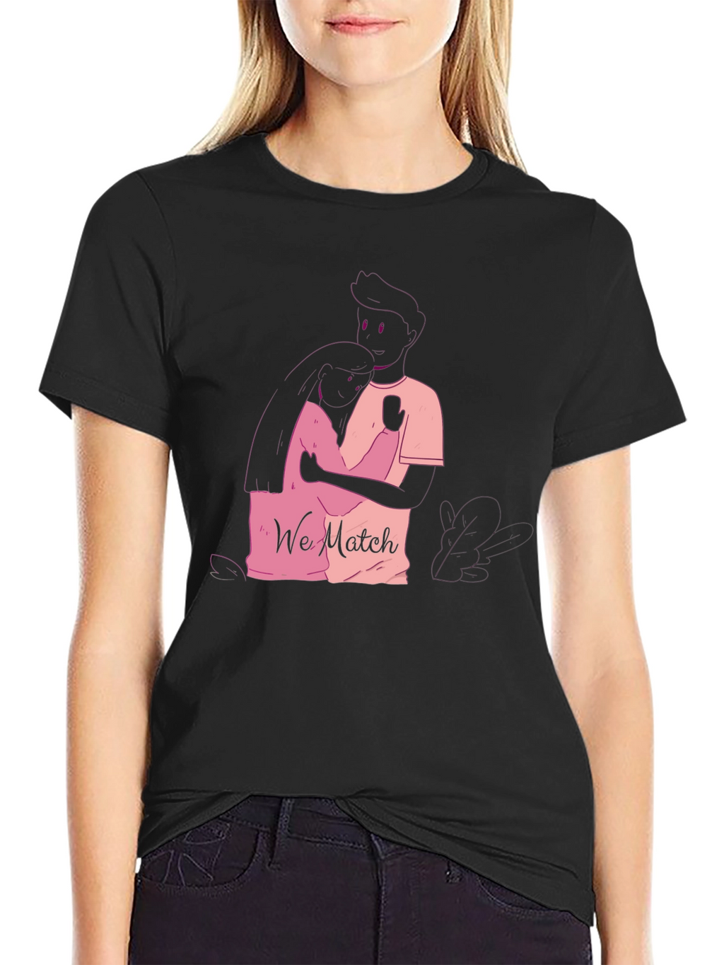 Matching Couple Graphic Tee - We Match Black T-Shirt