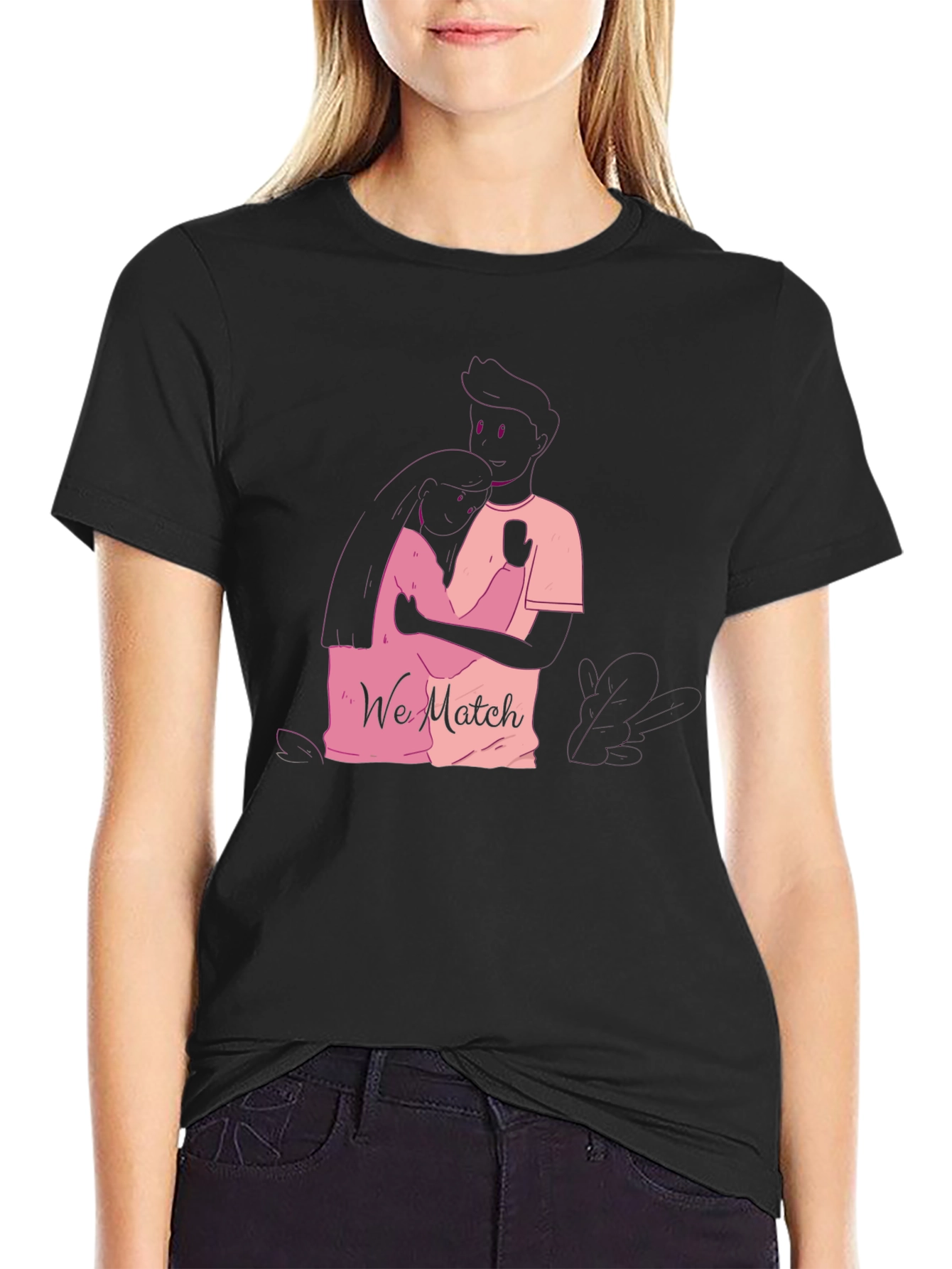 Matching Couple Graphic Tee - We Match Black T-Shirt