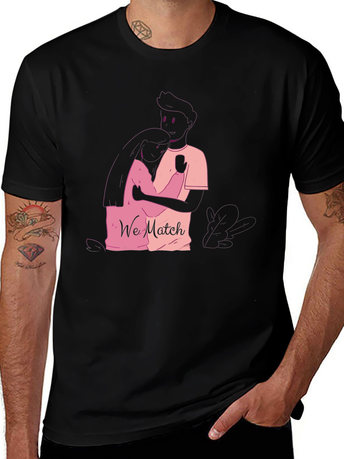 Matching Couple Graphic Tee - We Match Black T-Shirt