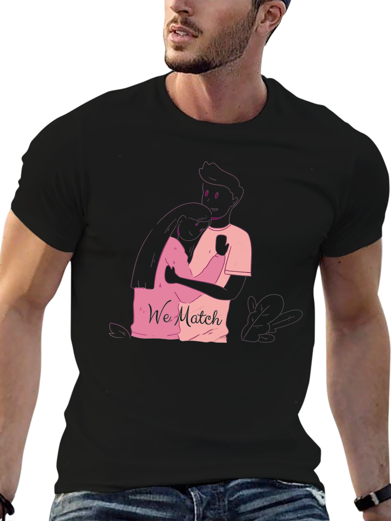 Matching Couple Graphic Tee - We Match Black T-Shirt