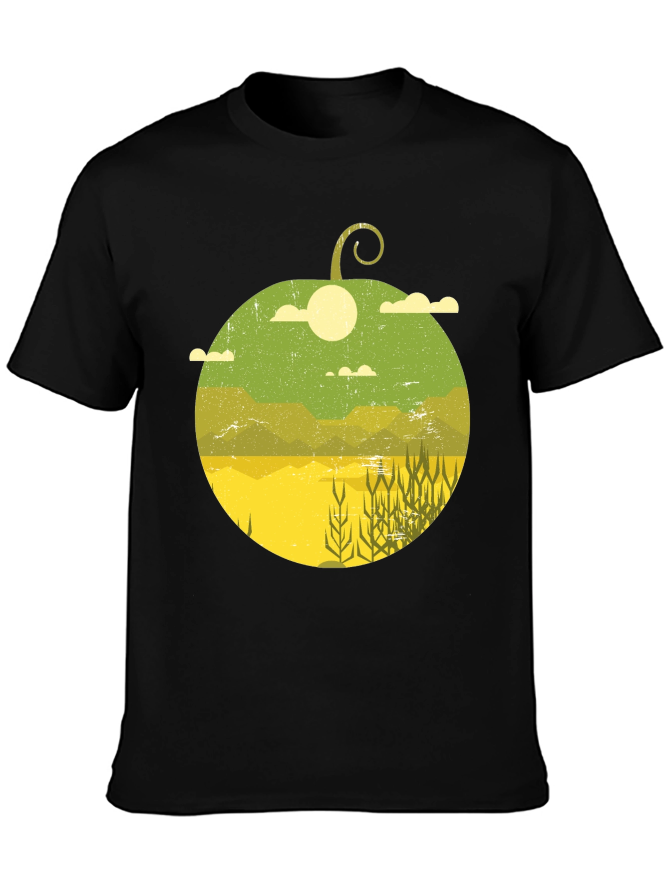 Nature Scene Graphic Tee - Black Casual T-Shirt